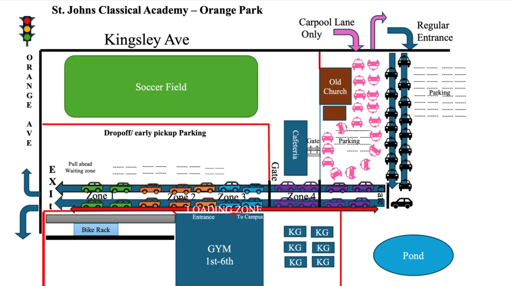 Orange Park Campus car line map
